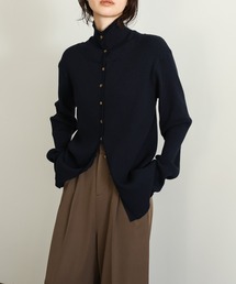 select MOCA Et | 【Et】Button Design High-Neck Rib Knit Cardigan(カーディガン/ボレロ)