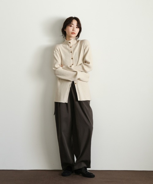 select MOCA Et（セレクトモカエト）の「【Et】Button Design High-Neck Rib Knit Cardigan（カーディガン/ボレロ・レディース・ネイビー/ライトベージュ/ブラック・FREE）」の4枚目の写真