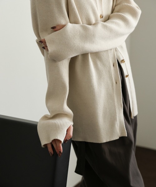 select MOCA Et（セレクトモカエト）の「【Et】Button Design High-Neck Rib Knit Cardigan（カーディガン/ボレロ・レディース・ネイビー/ライトベージュ/ブラック・FREE）」の13枚目の写真