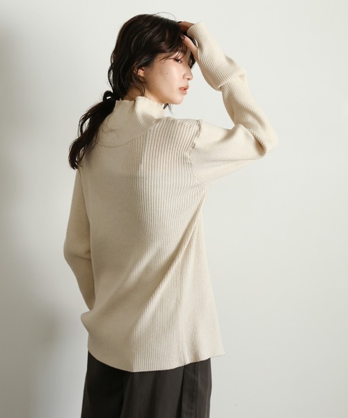 select MOCA Et（セレクトモカエト）の「【Et】Button Design High-Neck Rib Knit Cardigan（カーディガン/ボレロ・レディース・ネイビー/ライトベージュ/ブラック・FREE）」の12枚目の写真
