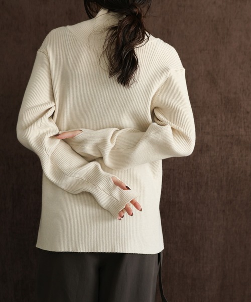 select MOCA Et（セレクトモカエト）の「【Et】Button Design High-Neck Rib Knit Cardigan（カーディガン/ボレロ・レディース・ネイビー/ライトベージュ/ブラック・FREE）」の10枚目の写真