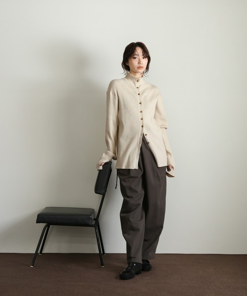 select MOCA Et（セレクトモカエト）の「【Et】Button Design High-Neck Rib Knit Cardigan（カーディガン/ボレロ・レディース・ネイビー/ライトベージュ/ブラック・FREE）」の11枚目の写真