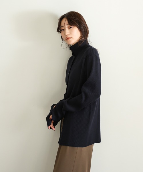 select MOCA Et（セレクトモカエト）の「【Et】Button Design High-Neck Rib Knit Cardigan（カーディガン/ボレロ・レディース・ネイビー/ライトベージュ/ブラック・FREE）」の17枚目の写真