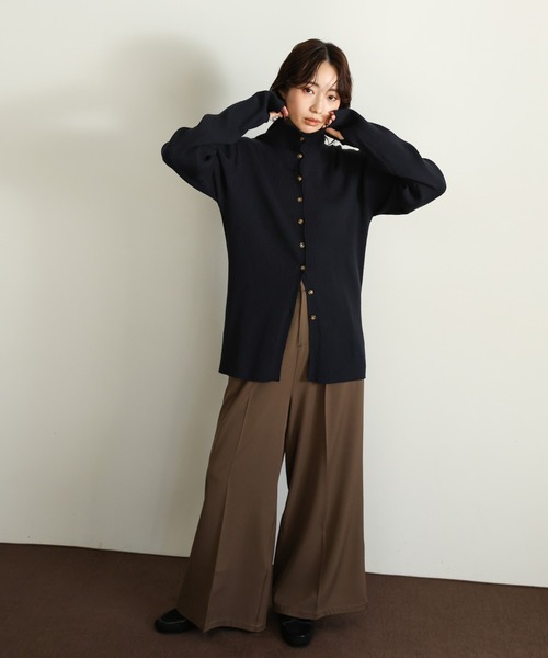select MOCA Et（セレクトモカエト）の「【Et】Button Design High-Neck Rib Knit Cardigan（カーディガン/ボレロ・レディース・ネイビー/ライトベージュ/ブラック・FREE）」の16枚目の写真