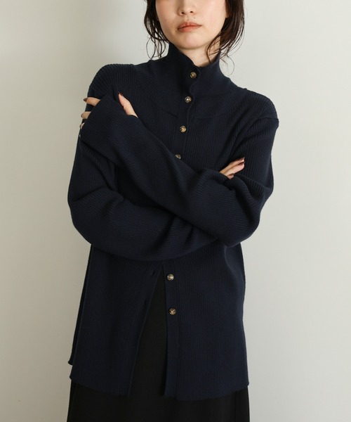 select MOCA Et（セレクトモカエト）の「【Et】Button Design High-Neck Rib Knit Cardigan（カーディガン/ボレロ・レディース・ネイビー/ライトベージュ/ブラック・FREE）」の19枚目の写真
