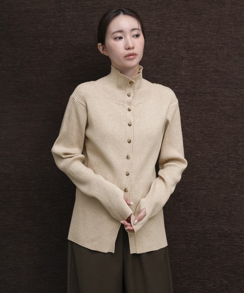 select MOCA Et(セレクトモカエト)の「【Et】Button Design High-Neck Rib Knit Cardigan(カーディガン/ボレロ・レディース・ネイビー/ライトベージュ/ブラック・FREE)」の17枚目の写真