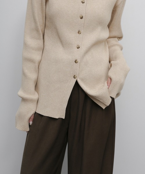 select MOCA Et(セレクトモカエト)の「【Et】Button Design High-Neck Rib Knit Cardigan(カーディガン/ボレロ・レディース・ネイビー/ライトベージュ/ブラック・FREE)」の7枚目の写真