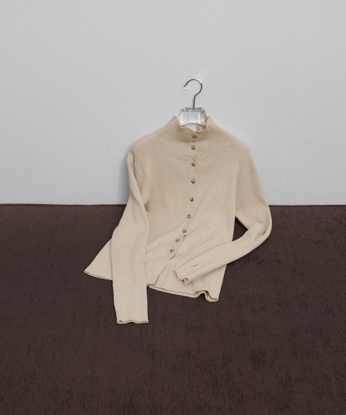 select MOCA Et(セレクトモカエト)の「【Et】Button Design High-Neck Rib Knit Cardigan(カーディガン/ボレロ・レディース・ネイビー/ライトベージュ/ブラック・FREE)」の6枚目の写真