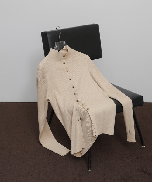 select MOCA Et(セレクトモカエト)の「【Et】Button Design High-Neck Rib Knit Cardigan(カーディガン/ボレロ・レディース・ネイビー/ライトベージュ/ブラック・FREE)」の12枚目の写真
