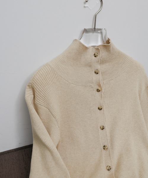 select MOCA Et(セレクトモカエト)の「【Et】Button Design High-Neck Rib Knit Cardigan(カーディガン/ボレロ・レディース・ネイビー/ライトベージュ/ブラック・FREE)」の10枚目の写真