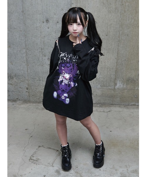 TRAVAS TOKYO(トラバス トウキョウ)の「『TRAVAS TOKYO/トラバス トーキョー』てぃらコラボイラストプリントL/S Tee 天使ver./悪魔ver.(Tシャツ/カットソー・レディース・ブラック/ホワイト・FREE)」の14枚目の写真