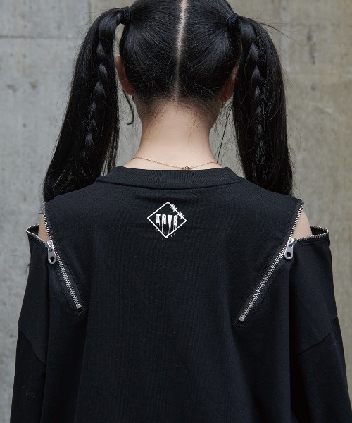 TRAVAS TOKYO(トラバス トウキョウ)の「『TRAVAS TOKYO/トラバス トーキョー』てぃらコラボイラストプリントL/S Tee 天使ver./悪魔ver.(Tシャツ/カットソー・レディース・ブラック/ホワイト・FREE)」の12枚目の写真