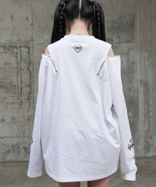 TRAVAS TOKYO(トラバス トウキョウ)の「『TRAVAS TOKYO/トラバス トーキョー』てぃらコラボイラストプリントL/S Tee 天使ver./悪魔ver.(Tシャツ/カットソー・レディース・ブラック/ホワイト・FREE)」の19枚目の写真