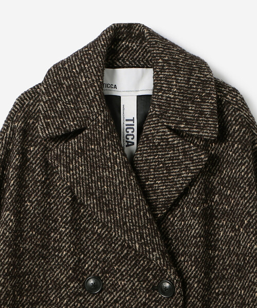 TICCA オーバーサイズ　テントコート　ツイード　ロングコート TICCA｜ウール ミックス ツイード テント コート tbda-243-fn - Piu di