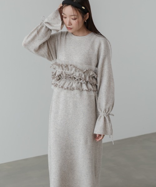 Bab(バブ)の「【選べるサイズ展開】ビスチェセットニットワンピース(ワンピース・レディース・チャコールグレー/ベージュ/モカ・S/M/L)」の3枚目の写真