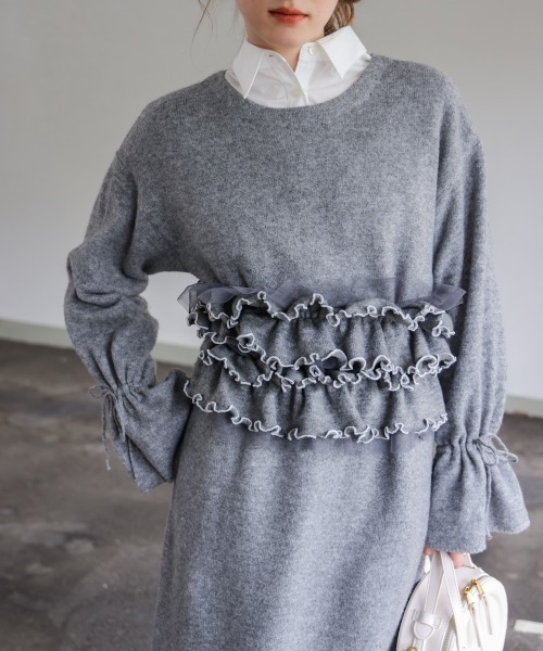 Bab(バブ)の「【選べるサイズ展開】ビスチェセットニットワンピース(ワンピース・レディース・チャコールグレー/ベージュ/モカ・S/M/L)」の1枚目の写真