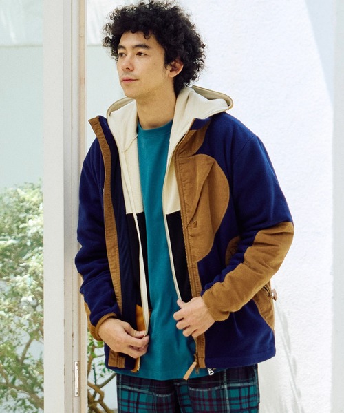 セール】マイクロフリース×コーデュロイ スタンドJKT（ブルゾン）｜go