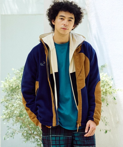 go slow caravan(ゴースローキャラバン)の「マイクロフリース×コーデュロイ スタンドJKT(ブルゾン・メンズ・ネイビー/ベージュ・X-LARGE/LARGE/MEDIUM)」の14枚目の写真