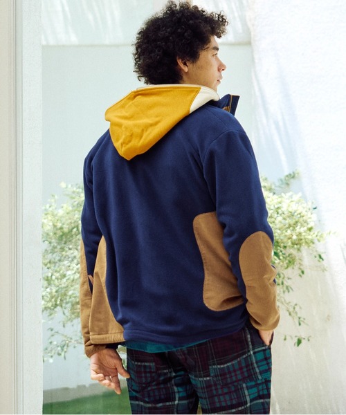 go slow caravan(ゴースローキャラバン)の「マイクロフリース×コーデュロイ スタンドJKT(ブルゾン・メンズ・ネイビー/ベージュ・X-LARGE/LARGE/MEDIUM)」の15枚目の写真