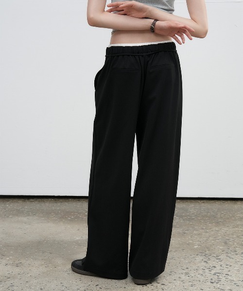 GENERAL IDEA（ジェネラルアイデア）の「【GENERAL IDEA】レイヤードベンディングスラックス / LAYERED BANDING SLACKS（スラックス・レディース・チャコール/ブラック・L/M/S）」の3枚目の写真