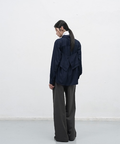 GENERAL IDEA（ジェネラルアイデア）の「【GENERAL IDEA】レイヤードベンディングスラックス / LAYERED BANDING SLACKS（スラックス・レディース・チャコール/ブラック・L/M/S）」の14枚目の写真