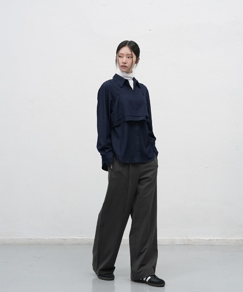 GENERAL IDEA（ジェネラルアイデア）の「【GENERAL IDEA】レイヤードベンディングスラックス / LAYERED BANDING SLACKS（スラックス・レディース・チャコール/ブラック・L/M/S）」の13枚目の写真