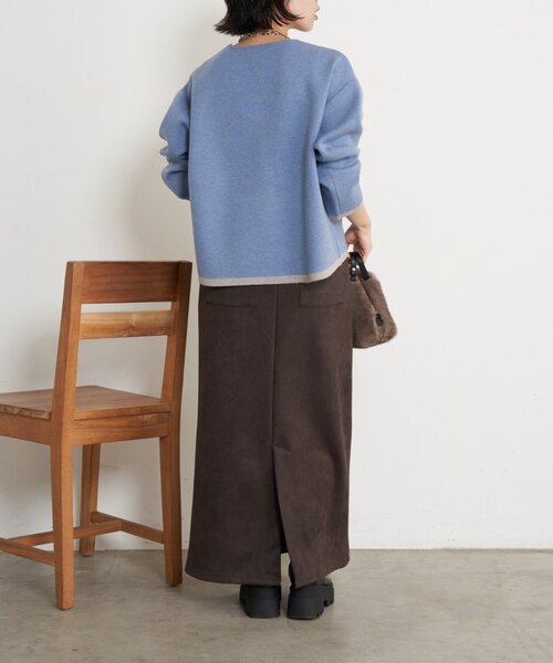 Jena espace merveilleux（ジェナ　エスパスメルヴェイユ）の「ラメラインVニット（ニット/セーター・レディース・ブルー/ベージュ/ネイビー・FREE）」の22枚目の写真