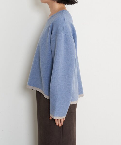 Jena espace merveilleux（ジェナ　エスパスメルヴェイユ）の「ラメラインVニット（ニット/セーター・レディース・ブルー/ベージュ/ネイビー・FREE）」の9枚目の写真