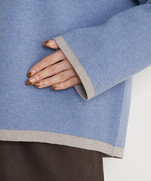 Jena espace merveilleux（ジェナ　エスパスメルヴェイユ）の「ラメラインVニット（ニット/セーター・レディース・ブルー/ベージュ/ネイビー・FREE）」の12枚目の写真