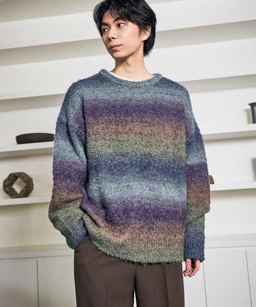 LAKOLE(ラコレ)の「スペースダイニットプルオーバー / 608735(ニット/セーター・メンズ・ブラック/ブルー/オレンジ・MEDIUM/LARGE)」の2枚目の写真