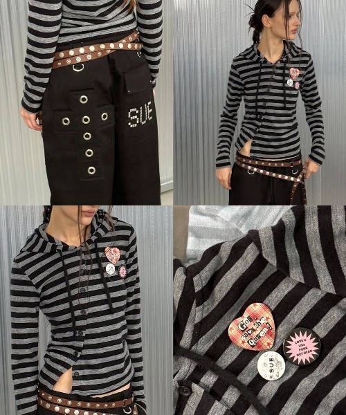 セール】【SETUP‐EXE】BADGE STRIPE HOODED CARDIGAN / 【セットアップ