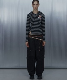 SETUPEXE（セットアップイーエックスイー）の「【SETUP‐EXE】BADGE STRIPE HOODED CARDIGAN / 【セットアップエグゼ】バッジストライプフードカーディガン（カーディガン/ボレロ）」