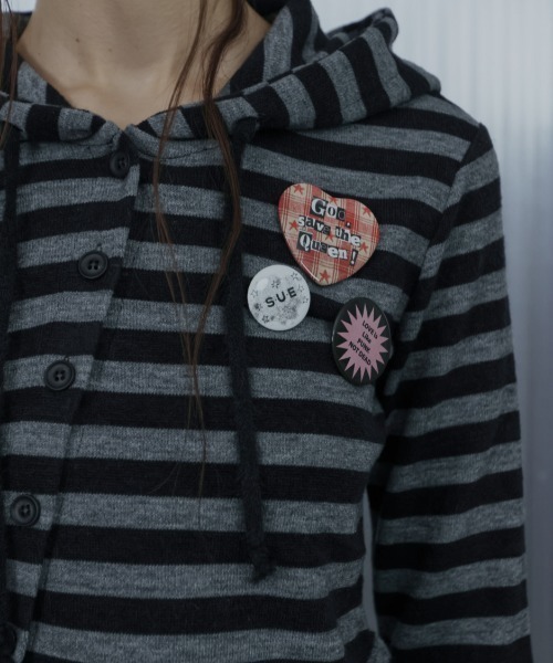 セール】【SETUP‐EXE】BADGE STRIPE HOODED CARDIGAN / 【セットアップ
