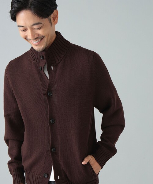 BAFY★新品4万円 バフィ ミドルゲージウールのスタンドカラーカーディガン44 別注】BAFY / ウール スタンドカラー カーディガン（ニット/セーター