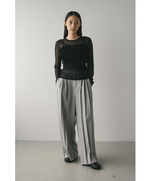 STYLEMIXER(スタイルミキサー)の「フリルニットビスチェ(ベスト・レディース・ブラック/グレー・SMALL/MEDIUM)」の3枚目の写真