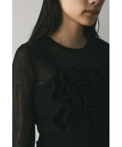 STYLEMIXER(スタイルミキサー)の「フリルニットビスチェ(ベスト・レディース・ブラック/グレー・SMALL/MEDIUM)」の5枚目の写真