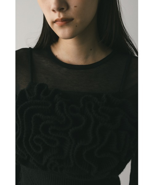 STYLEMIXER(スタイルミキサー)の「フリルニットビスチェ(ベスト・レディース・ブラック/グレー・SMALL/MEDIUM)」の6枚目の写真