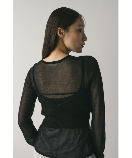 STYLEMIXER(スタイルミキサー)の「フリルニットビスチェ(ベスト・レディース・ブラック/グレー・SMALL/MEDIUM)」の8枚目の写真