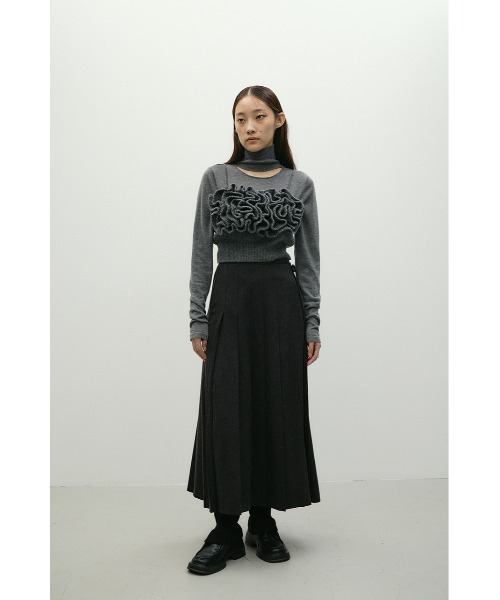 STYLEMIXER(スタイルミキサー)の「フリルニットビスチェ(ベスト・レディース・ブラック/グレー・SMALL/MEDIUM)」の13枚目の写真