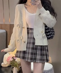 VIBGYOR Women | 【Mayree】リボン デザイン Vネック カーディガン(カーディガン/ボレロ)