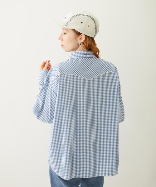 MILKFED.（ミルクフェド）の「CHECKERED WESTERN SHIRT（シャツ/ブラウス・レディース・ライトブルー/ブラック/レッド・ONE SIZE）」の9枚目の写真