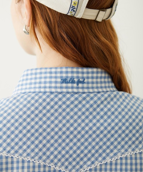 MILKFED.（ミルクフェド）の「CHECKERED WESTERN SHIRT（シャツ/ブラウス・レディース・ライトブルー/ブラック/レッド・ONE SIZE）」の10枚目の写真