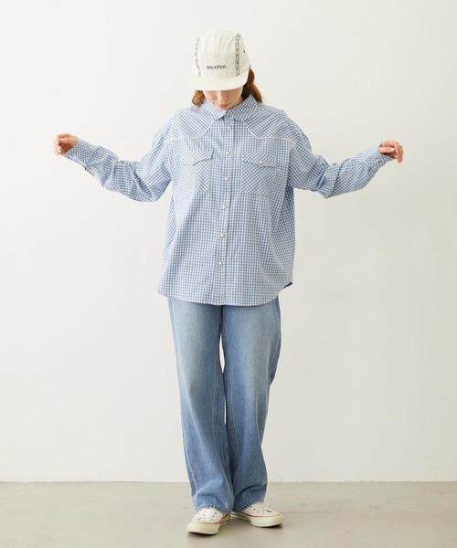 MILKFED.（ミルクフェド）の「CHECKERED WESTERN SHIRT（シャツ/ブラウス・レディース・ライトブルー/ブラック/レッド・ONE SIZE）」の11枚目の写真