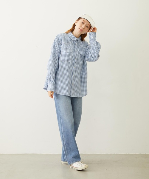 MILKFED.（ミルクフェド）の「CHECKERED WESTERN SHIRT（シャツ/ブラウス・レディース・ライトブルー/ブラック/レッド・ONE SIZE）」の14枚目の写真