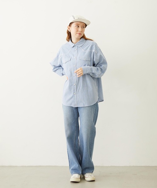 MILKFED.（ミルクフェド）の「CHECKERED WESTERN SHIRT（シャツ/ブラウス・レディース・ライトブルー/ブラック/レッド・ONE SIZE）」の15枚目の写真