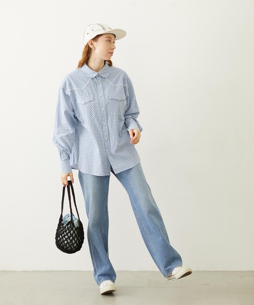 MILKFED.（ミルクフェド）の「CHECKERED WESTERN SHIRT（シャツ/ブラウス・レディース・ライトブルー/ブラック/レッド・ONE SIZE）」の16枚目の写真
