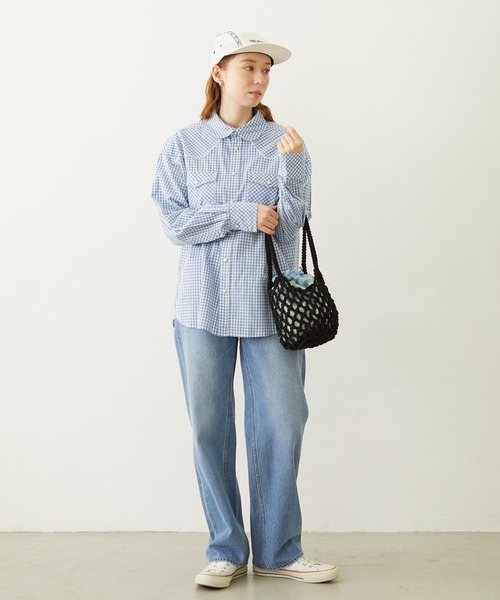 MILKFED.（ミルクフェド）の「CHECKERED WESTERN SHIRT（シャツ/ブラウス・レディース・ライトブルー/ブラック/レッド・ONE SIZE）」の17枚目の写真
