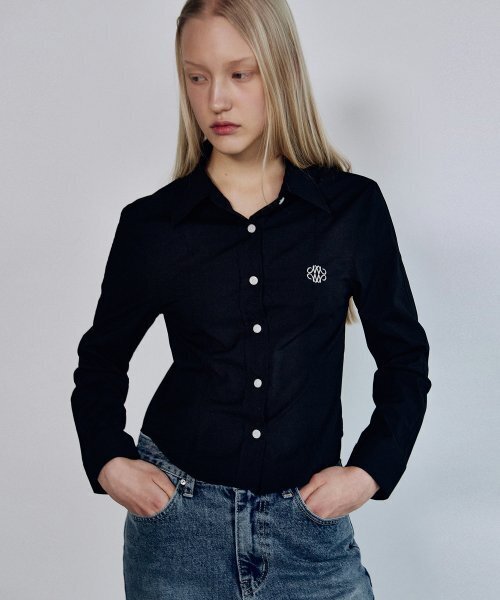 NICK&NICOLE(ニックアンドニコール)の「MINIMAL PINTUCK WRINKLE FREE SHIRT_BLACK(シャツ/ブラウス・レディース・その他・MEDIUM/LARGE)」の1枚目の写真