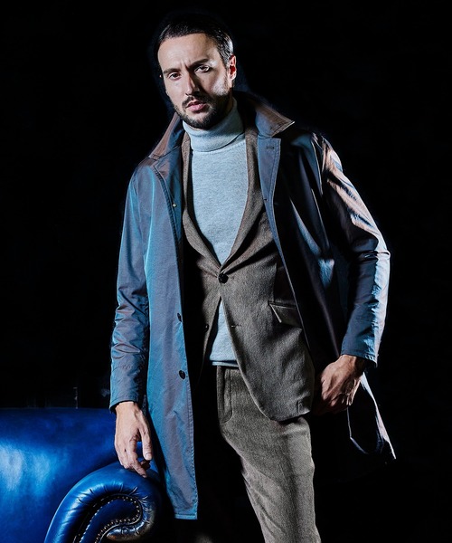 HIDEAWAYS NICOLE（ハイダウェイニコル）の「【HIDEAWAYS BLACK】ベストライナー付きステンカラーコート（ステンカラーコート・メンズ・ブラック/ライトベージュ/カーキブラウン・MEDIUM/LARGE/X-LARGE）」の4枚目の写真