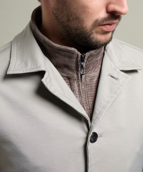 HIDEAWAYS NICOLE（ハイダウェイニコル）の「【HIDEAWAYS BLACK】ベストライナー付きステンカラーコート（ステンカラーコート・メンズ・ブラック/ライトベージュ/カーキブラウン・MEDIUM/LARGE/X-LARGE）」の9枚目の写真